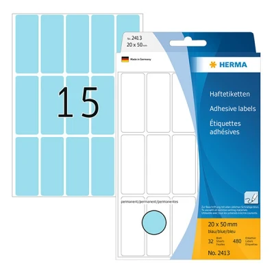 Image de HERMA étiquettes multi usage, 20 x 50 mm, bleu, grand paquet contenu: 480 pièces 2413