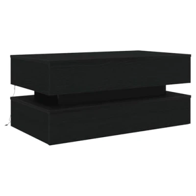 Image de vidaXL Table basse avec lumières LED chêne noir 90x50x40 cm862260