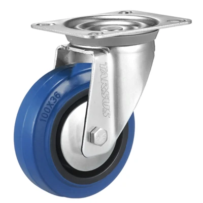 Afbeelding van Zwenkwiel 100 mm rubber blauw TARSUS