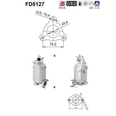 Afbeelding van AS FD5127 Roetfilter Euro 5 Cordieriet KIA: cee‘d I Hatchback, Venga, HYUNDAI: i30 i20 Hatchback