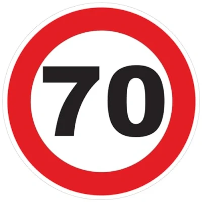 Afbeelding van Sticker snelheidsbegrenzing, rode cirkel, tractor, zwaargewicht, vrachtwagen, 70 km/u, zelfklevend, 10 cm diameter
