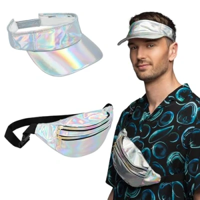 Afbeelding van Boland Accessoireset Holo Festival Zilver Volwassenen Unisex 90&#039;s Retro Old school Carnaval Themafeest