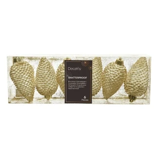 Afbeelding van Dennenappel plastic glitter 8cm wolwit KSD