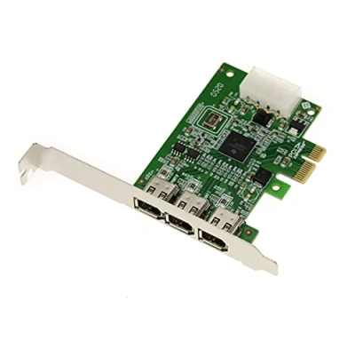 Afbeelding van KALEA INFORMATIQUE PCIe kaart x1 met 3 Ieee1394a 6 punts Firewire 400 poorten. TI chipset XIO2213B