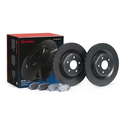 Afbeelding van BREMBO KT 08 004 Remblokken en remschijven interne ventilatie Zonder toebehoren Met anti kreukplaat akoestische slijtagewaarschuwing