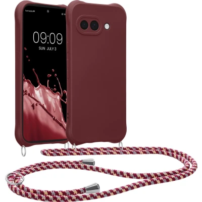 Afbeelding van kwmobile telefoonhoesjegeschikt voor Google Pixel 9a Hoesje van siliconen met telefoonkoord In bordeaux violet