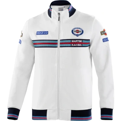 Afbeelding van Sparco Martini Racing Sweater met Rits XS Wit Iconisch Sweatshirt Volledige