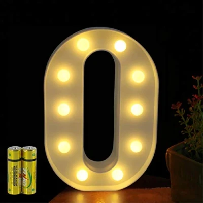Afbeelding van HONPHIER® Lichtgevende letters, alfabet, lichtlamp, led, decoratie, werkt op batterijen, voor ontvangsten, feest, bruiloft, huis, bar, decoratie (O)