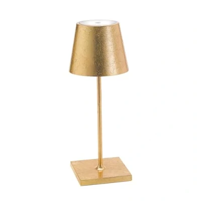 Afbeelding van Zafferano Poldina Pro Mini Tafellamp Oplaadbare Buitenlamp Goud Bureaulamp Snoerloos Dimbare LED Lamp Tuinlamp met Draadloos Oplaadstation 30 cm x Ø 11cm
