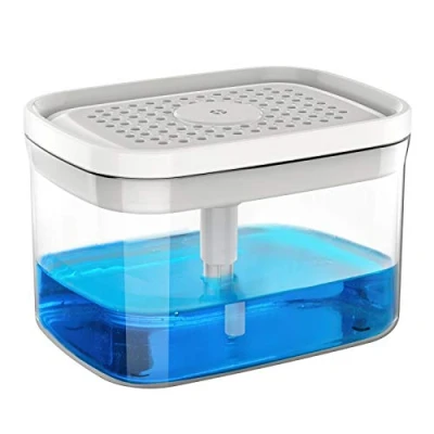 Afbeelding van Mr. Siga 2 in 1 zeepdispenser en sponshouder, zeeppomp voor afwasmiddel, op het aanrecht Wit