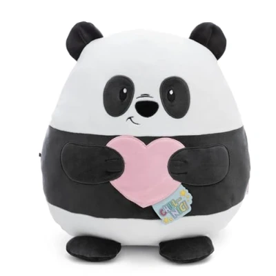 Afbeelding van pluche knuffeldier Chill NICI Panda met hart, 30 cm, wit, schattige knuffel om te knuffelen, spelen, voor kinderen en volwassenen, een geweldig cadeau idee