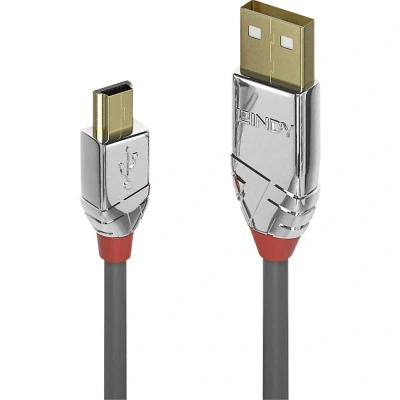 Afbeelding van LINDY USB kabel 2.0 A stekker, mini B stekker 2.00 m Grijs 36632
