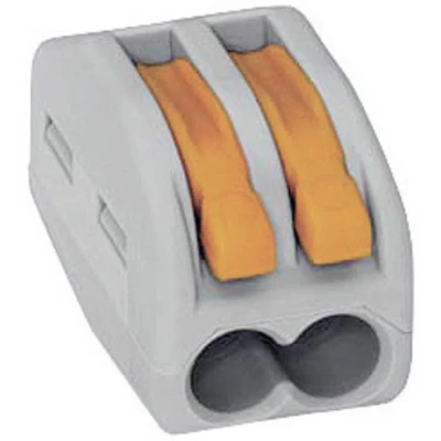 Afbeelding van WAGO 222 Lasklem Flexibel: 0.08 4 mm² Massief: 2.5 Aantal polen: 2 10 stuk(s) Grijs, Oranje