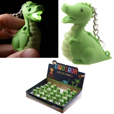 Afbeelding van Sleutelhanger Dinosaurus Groen LED Licht &amp; Geluid 10x5x2,5cm