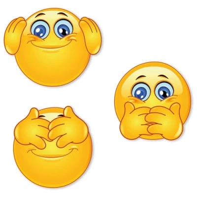 Afbeelding van kfz_662 Smiley stickerset, doof, stil, blind, rond, Ø 9 cm, voor laptop, deur, scooter, auto, zelfklevend, weerbestendig