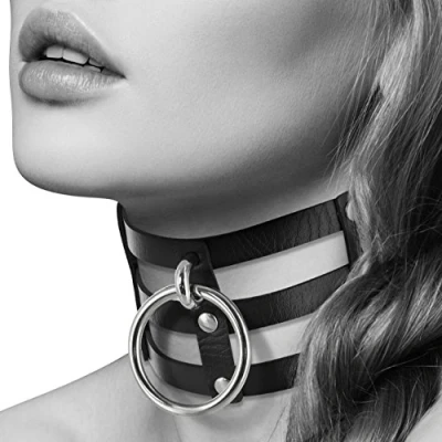 Afbeelding van Bijoux Pour Toi Fetish Halsband met Ring Kinky Look Zwart Kunstleer