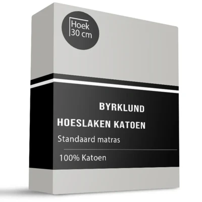 Afbeelding van Hoeslaken Katoen 180x200 Cm Antraciet Byrklund Dekbed Discounter.nl
