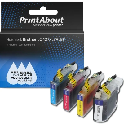 Afbeelding van Huismerk Brother LC 127XLVALBP Inktcartridge 4 kleuren Voordeelbundel Hoge capaciteit