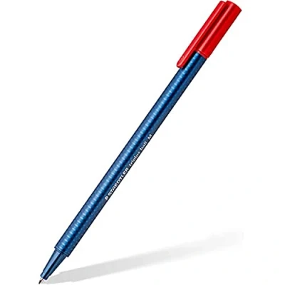 Afbeelding van Staedtler Triplus Ball 437, gekleurde balpen, driehoekige vorm, ergonomisch, lijnbreedte M, kartonnen etui met 1 rode 437 M 2 Ve