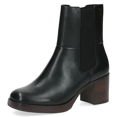 Afbeelding van Caprice Enkellaarsjes met plateauzool Black nappa, Dames, Maat: 36, nappa Leer
