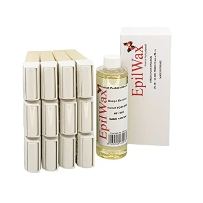 Afbeelding van EpilWax 12 x roll on wax met vanille + 100 ontharingsstrips olie na ontharing benen, oksels, lichaam gemakkelijk te verdelen en verwijderen
