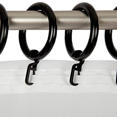 Afbeelding van Bestlivings Gordijnringen zwart Ø40mm (binnendiameter), voor gordijnroedes tot Ø28mm incl. vouwhaken, gordijnen en gordijnen, 50 stuks