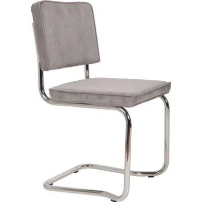 Afbeelding van Zuiver Ridge Rib Kink Eetkamerstoelen Lichtgrijs Set van 2