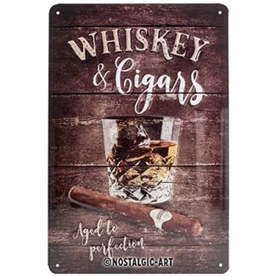 Afbeelding van Wandbord Whiskey &amp; Cigars 20x30cm