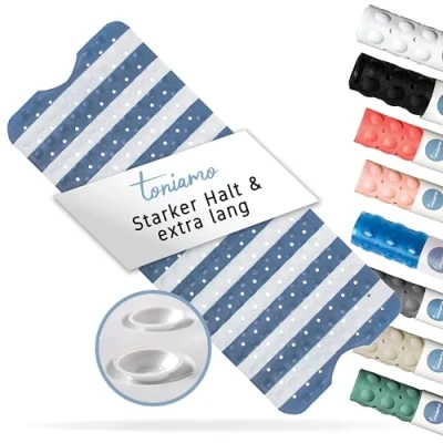 Afbeelding van Toniamo Marina badmat antislip 100 x 40 cm extra lange BPA vrije antibacteriële en machinewasbaar antislipmat