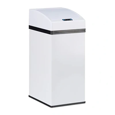 Afbeelding van Relaxdays sensor prullenbak 7 liter binnenemmer met hengsel staal automatische deksel wit