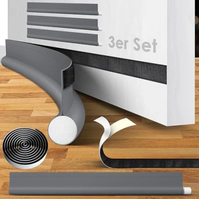 Afbeelding van KESSER® 3 stuks tochtstoppers tot 95 cm op maat te snijden, geschikt voor alle deuren, wasbaar, geluidsbescherming, dubbelzijdige deurisolatie, bescherming tegen vuil