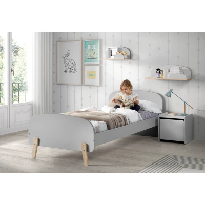 Afbeelding van LUCEVI Kiddy bed + Nachtkastje Hangplankjes Cool Grey 90x200 cm