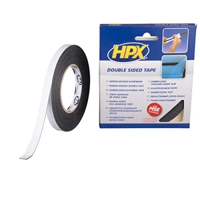 Afbeelding van Hpx dubbelzijdige foamtape 12 mm x 10 meter, zwart
