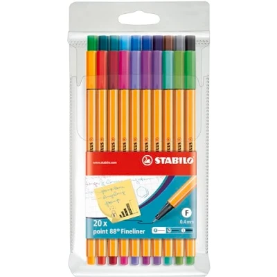 Image de STABILO Stylo feutre point 88 Pochette x 20 stylos pointe fine Coloris assortis [Exclusif Amazon]