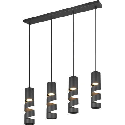 Afbeelding van Stream hanglamp, zwart Lengte 80 cm 4 lamps metaal GU10
