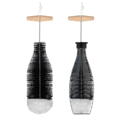 Afbeelding van 1 x 35 cm flessenborstel compatibel met SodaStream glazen flessen, krasbestendig, voor karaf, frisdrankflessen, babyflessen, waterflessen