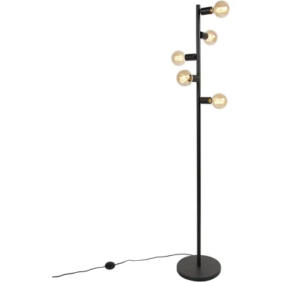 Afbeelding van QAZQA Moderne vloerlamp zwart 5 lichts Facil