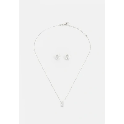 Afbeelding van Swarovski Attract set, peergrootte, wit, gerhodineerd metaal, Zirkoniumoxide