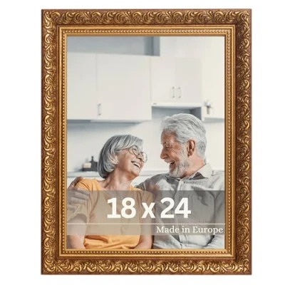Afbeelding van Victor antieke fotolijst&quot;Rubens&quot; bruin goud in 18x24 cm Rand: 30x20 mm echt glas barok