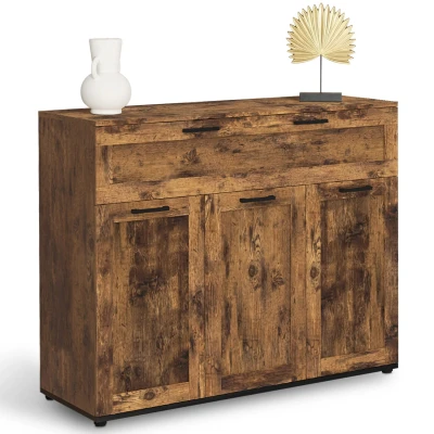 Image de Buffet 100 cm VITO 3 portes et 1 tiroir effet bois vieilli DAYTON