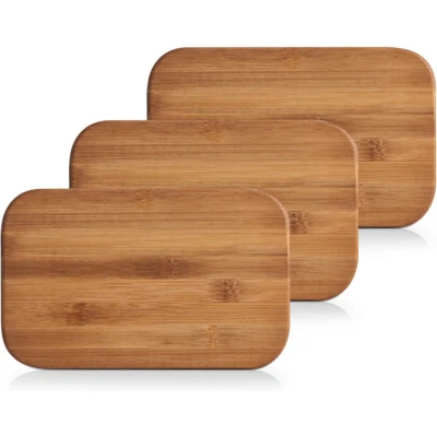 Afbeelding van 3x Rechthoekige bamboe Houten Snijplanken 22 cm Zeller Keukenbenodigdheden Kookbenodigdheden Snijplanken/serveerplanken serveerborden van hout