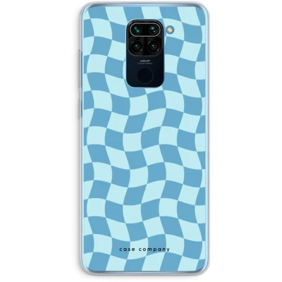 Afbeelding van Case Company® hoesje geschikt voor Xiaomi Redmi Note 9 Grid Blauw Soft Cover Telefoonhoesje Bescherming aan alle Kanten en Schermrand