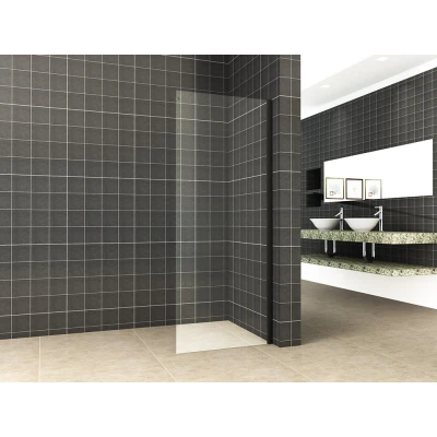 Afbeelding van Wiesbaden zijwand tbv schuifbare nisdeur mat zwart 100 cm 8 mm Nano