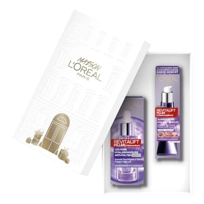 Afbeelding van L&#039;Oréal Paris Revitalift Filler Gezichtsverzorgingsset, serum met 1,5% zuiver hyaluronzuur en vitamine C (30 ml), anti aging oogcrème CG &amp; E,
