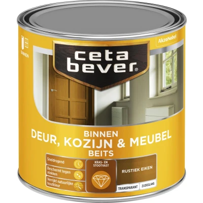 Afbeelding van Ceta Bever Binnenbeits Deur, Kozijn &amp; Meubel Zijdeglans Rustiek Eiken 0107 0,25 liter Blanke lak Beits