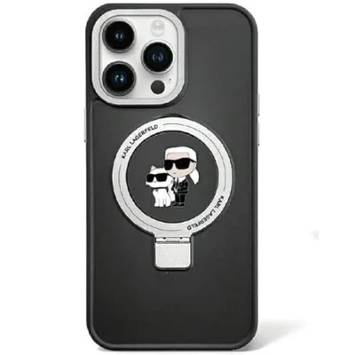 Afbeelding van Karl Lagerfeld KLHMP13LHMRSKCK Hoesje voor iPhone 13 Pro 6,1 inch Zwart Hard Ring Houder &amp; Choupettte