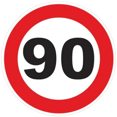 Afbeelding van Sticker snelheidsbegrenzing, rode cirkel, tractor, zwaargewicht, vrachtwagen, 90 km/u, zelfklevend, 20 cm diameter