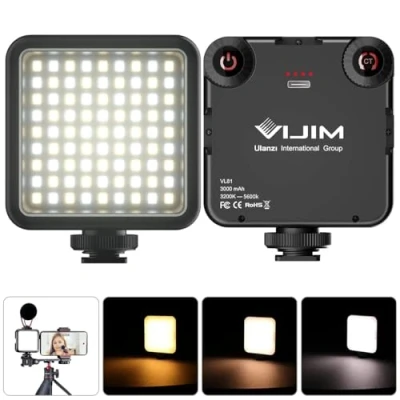Afbeelding van VIJIM VL120 Pocket videocamera lichtpaneel, led vullicht, 3200 K 6500 K, dimbaar, 2000 mAh, video opname accessoires, met zachte rubberen hoes