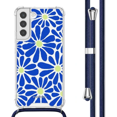 Afbeelding van imoshion Hoesje Geschikt voor Samsung Galaxy S22 Plus met Koord Design Meerkleurig / Cobalt Blue Flowers Connect