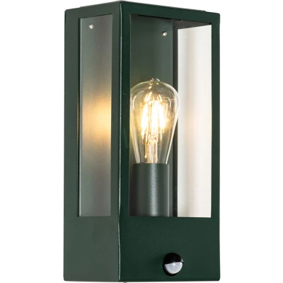 Afbeelding van QAZQA Buiten wandlamp donker groen met bewegingsmelder IP44
